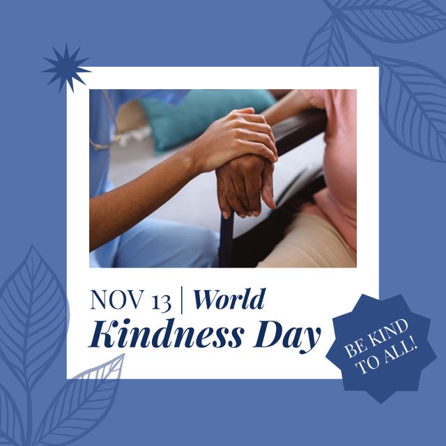 Image of world kindness day and hands of diverse people supporting each other. Kindness day, emotions and celebration concept.