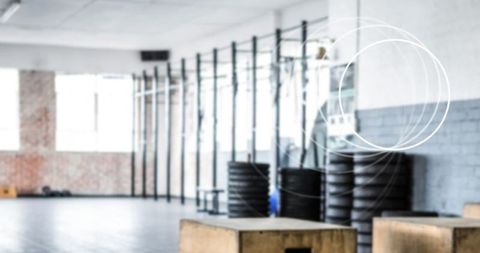 Modern Industrial Gym with Stylish Digital Overlay