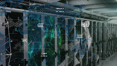 Abstract Digital Interface in Modern Server Room