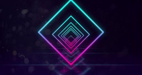 Glowing neon diamond outlines in hypnotic motion