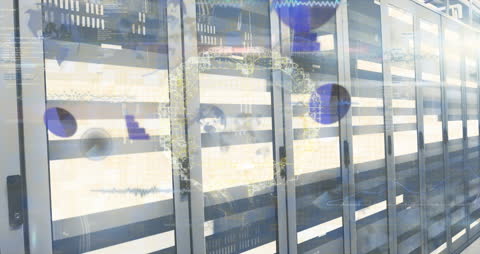 Digital Brain Concept on Data Servers Background