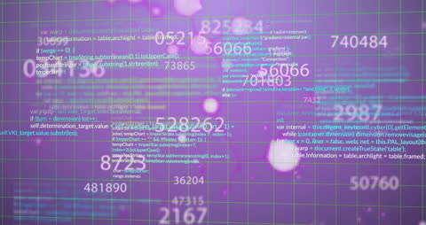 Dynamic Data Processing Animation on Purple Grid