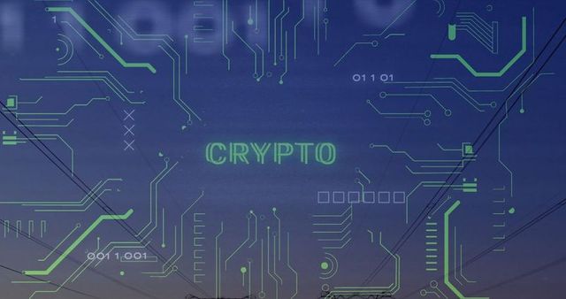 Futuristic Cyber Circuit Board Imagery Involving Cryptocurrency
