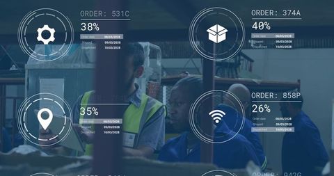 Warehouse Team Analyzing Holographic Supply Chain Data