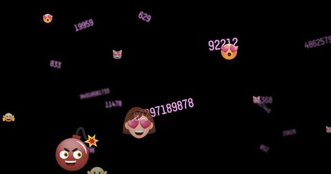 Falling Emoji and Number Overlays Illustrating Social Media Metrics - Download Free Stock Images Pikwizard.com