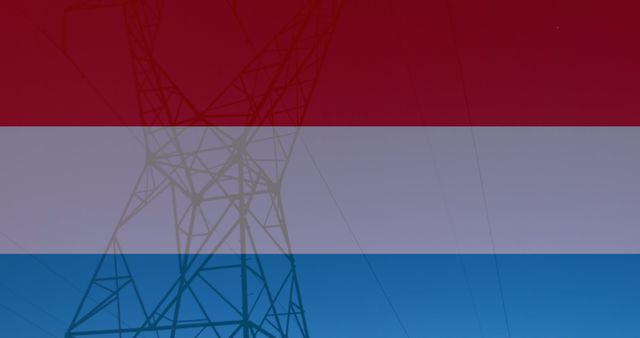 Dutch Flag Overlaid on Power Transmission Pole for International Politics Concept - Download Free Stock Images Pikwizard.com