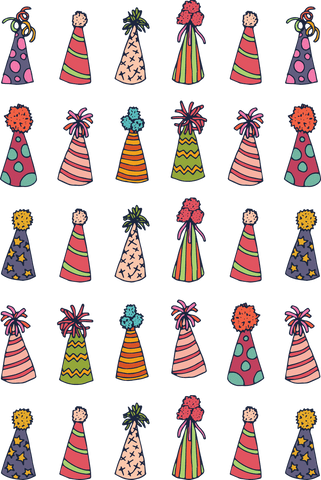 colorful party hats on transparent background with fun patterns - Download Free Stock Videos Pikwizard.com