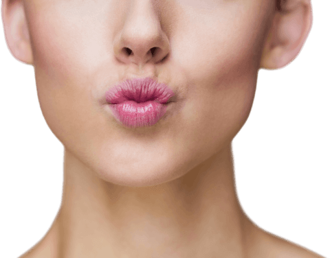 Woman giving kiss pout isolated transparent background
