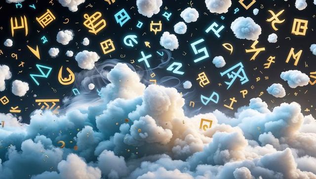 Surreal Clouds and Glyphs Medley in Ethereal Void