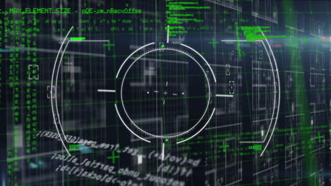 Futuristic Heads-Up Display with Glitch Effects and Programming Code