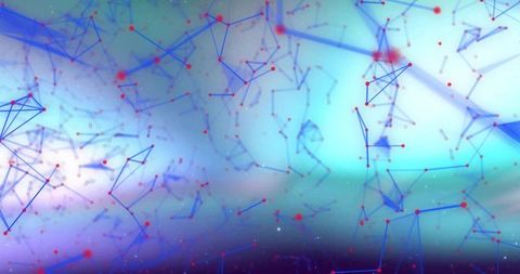 Abstract digital network with red and blue nodes