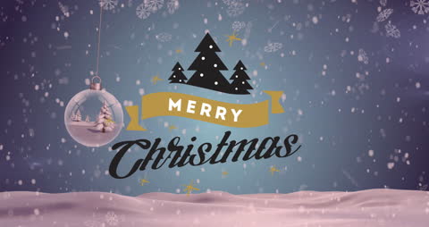 Festive Snowfall Hanging Ornament with Merry Christmas Message
