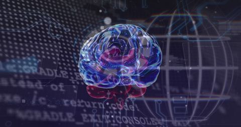 Futuristic Digital Brain with Data Network Overlay - Download Free Stock Images Pikwizard.com