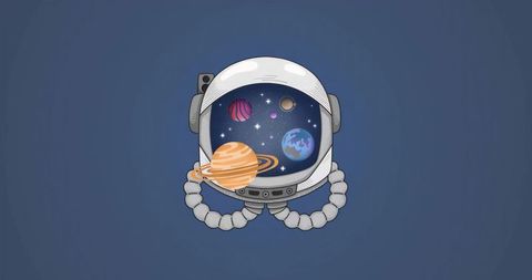 Floating Astronaut Helmet with Cosmic View Inside