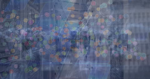 Floating Data Points Overlaying High-Tech Server Room