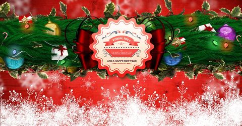 Festive christmas garland with holiday wishes