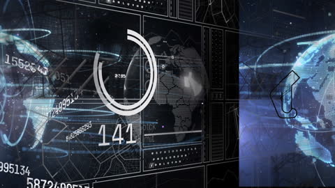 Futuristic Digital Data Processing Over World Map