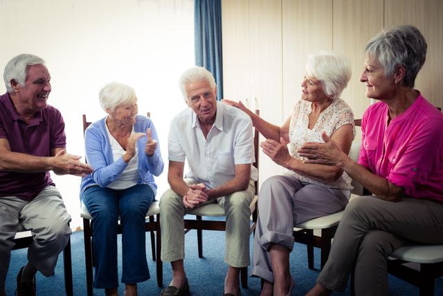 Seniors interacting in the retirement house