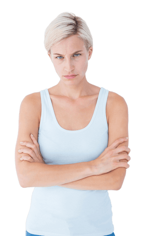 Transparent Angry Woman With Blonde Hair Crosses Arms Assertively - Download Free Stock Videos Pikwizard.com