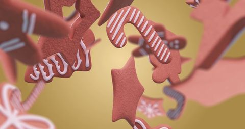 Festive Falling Gingerbread Cookies on Bright Background - Download Free Stock Images Pikwizard.com