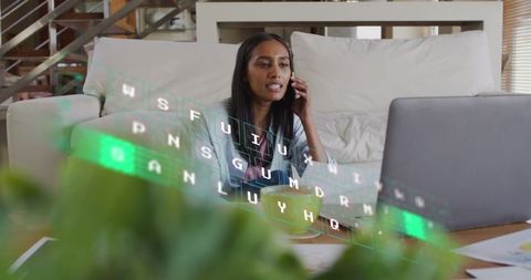 Data Processing Concept with Woman Using Smartphone