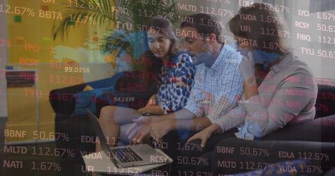 Colleagues Collaborating on Global Stock Market Trends