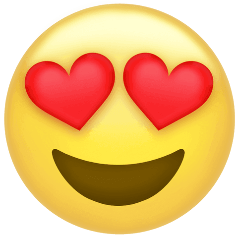 Heart-eye emoticon on transparent background