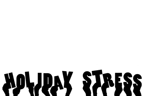 Transparent vecotorial illustration of hands holding holiday stress sign