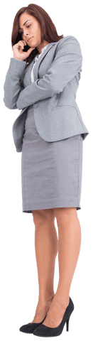 Thoughtful Hispanic Businesswoman in Deep Reflection on Transparent Background