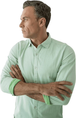 Confident Businessman Looking Away with Transparent Background
