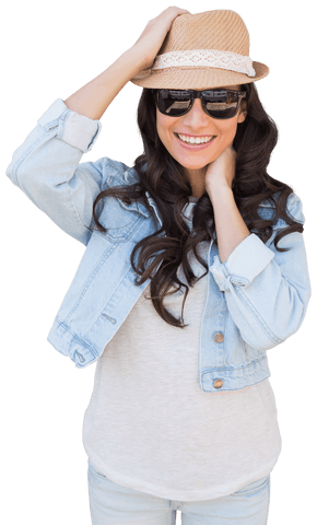 smiling woman in sun hat and sunglasses with transparent background - Download Free Stock Videos Pikwizard.com