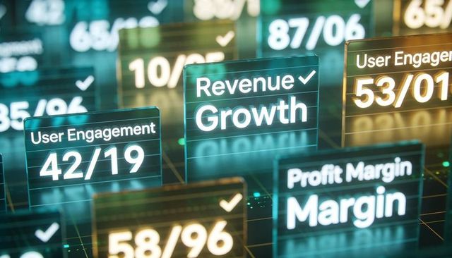 Revenue growth dashboard showing holographic kpi panels and futuristic analytics