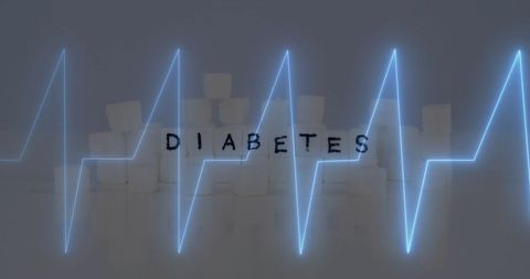 Cardiograph Overlay on Sugar Cubes Symbolizing Diabetes Concept - Download Free Stock Images Pikwizard.com