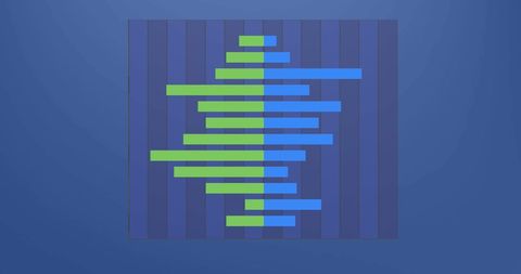 Colorful bar chart analyzing data trends on digital screen