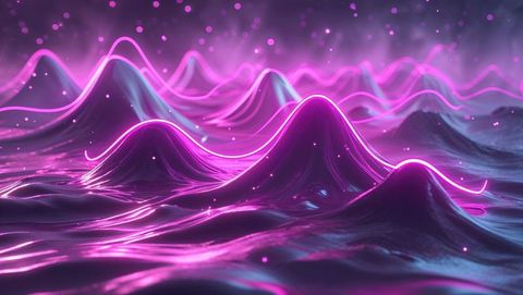 Futuristic Neon Waveform in Vibrant Digital Landscape