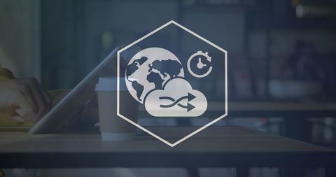 Global business and technology concepts with digital interfaces