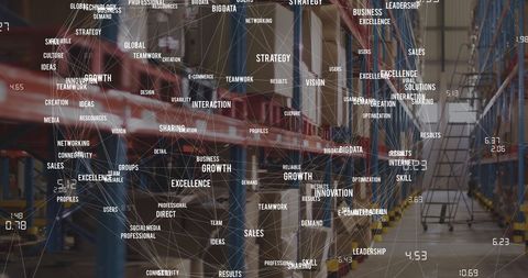 Digital network overlay on modern warehouse facility