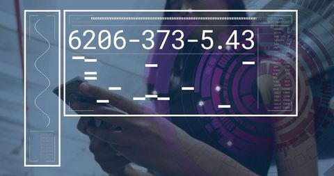 Businesswoman engaging with ar interface using smartphone technology