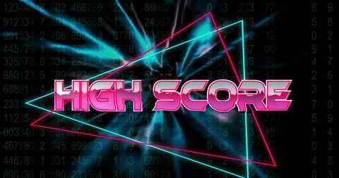 Retro High Score Neon Design with Digital Data Background - Download Free Stock Images Pikwizard.com