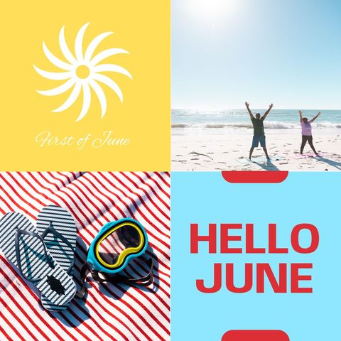 hello june summer vacation celebration collage - Download Free Stock Templates Pikwizard.com