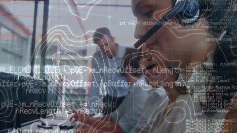 Business Team with Digital Data Overlay Concept