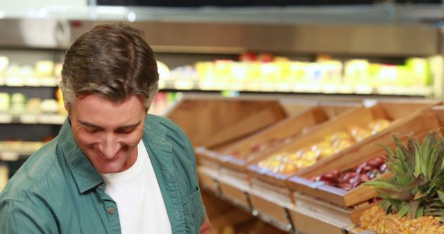 Man Shopping for Produce in Grocery Store - Download Free Stock Images Pikwizard.com