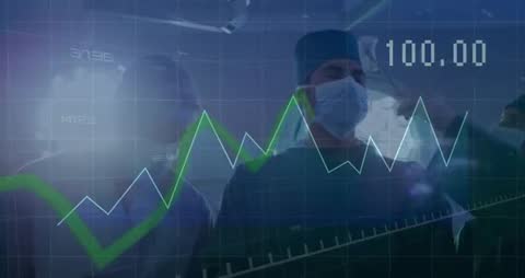 Surgeons and Digital Vital Trend Interface in Operating Room