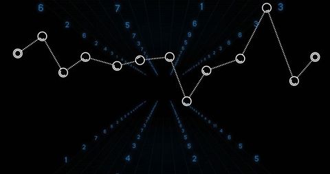 3D Data Visualization with Dotted-Line Graph in Futuristic Space