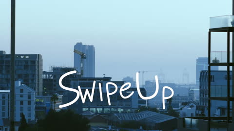 Swipe Up Animation Over Urban Cityscape Background