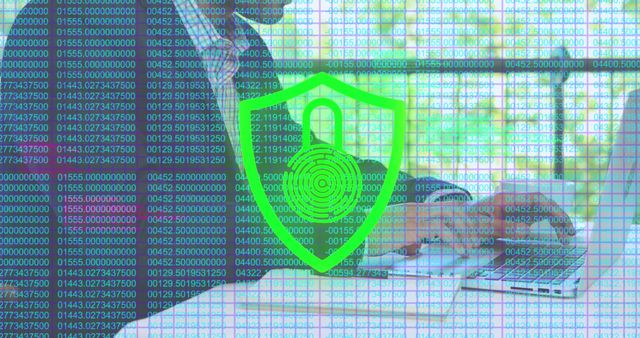 Cybersecurity Concept with Overlaid Shield Icon and Binary Code - Download Free Stock Images Pikwizard.com