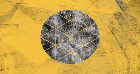 Abstract geometric pattern on vibrant yellow background