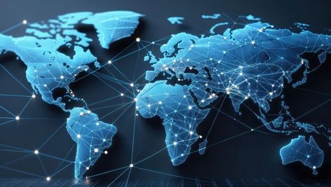 futuristic world map with glowing network connections - Download Free Stock Images Pikwizard.com