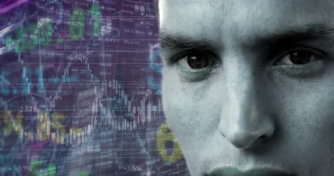 Professional Analyzing Financial Data with Digital Interface