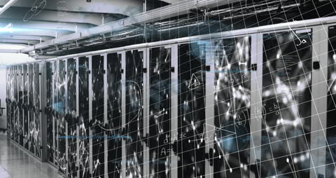 Mathematical Equations Projected Over Data Servers